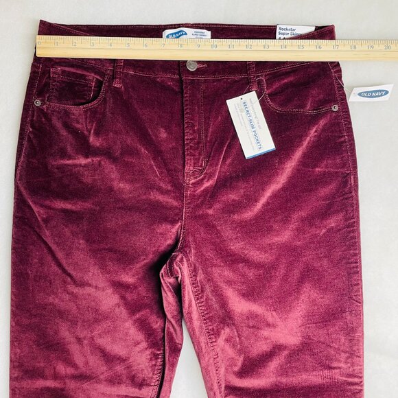 Old Navy Womens Burgundy Secret Slim Pocket Rockstar Super Skinny Pants Size 14 - Picture 2 of 7